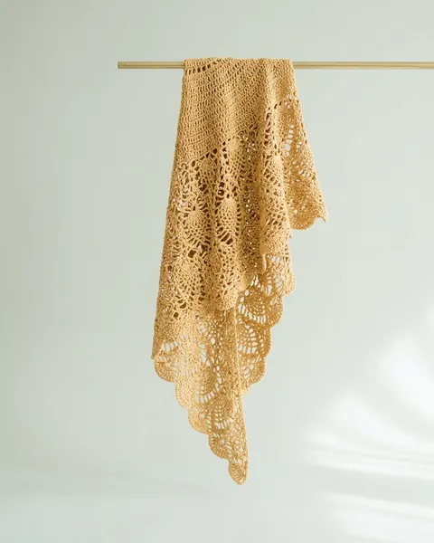Xale de crochê em fio dourado